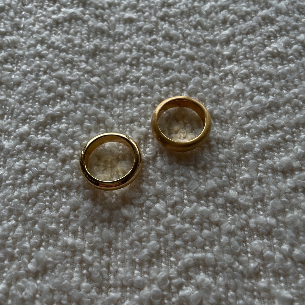 OAK + FORT brushed and shine ring set, 14k gold, 6